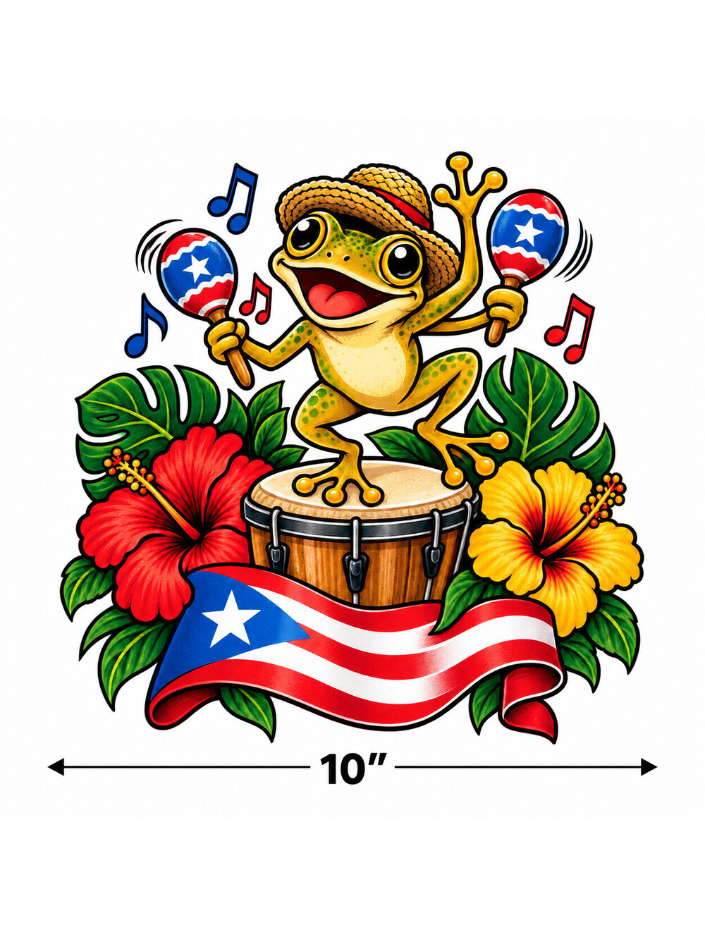 4Pcs Coqui Frog Music DTF Transfers Puerto Rican Design 10 Inch